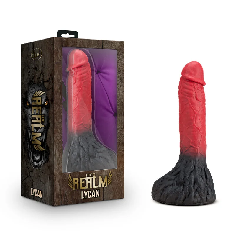 violet-dildo-The Realm By Blush® | Lycan Red 10.5-Inch Long Dildo With Lock On Base