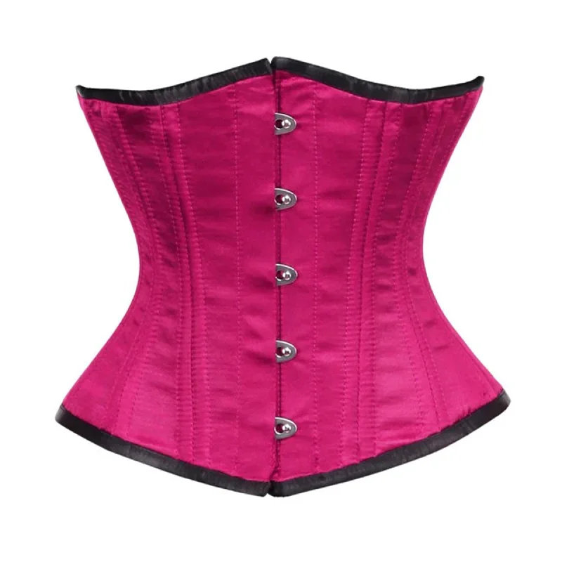 Corset top in muted cerulean-Royal Pink Satin Double Bone Front Silver Busks Gothic Underbust Bustier Corset