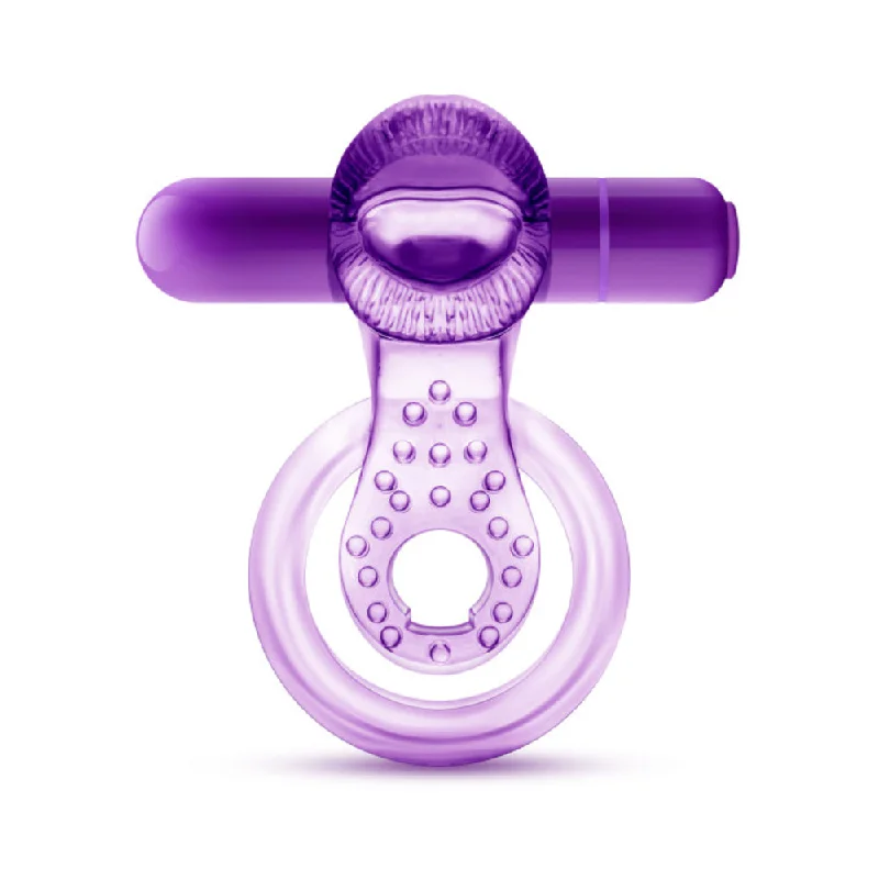 cock ring rest-Blush Play with Me Lick it Vibrating Double Strap Cockring - Purple