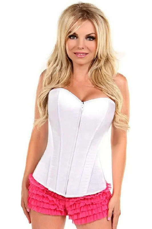 Corset for delicate allure-Lavish White Sweetheart Front Zipper Corset