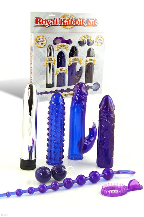 Vibrator lone delight-Pipedream Royal Rabbit Couples Kit with 6 Purple Jelly Pleasure Items and A Classic Silver Vibrator