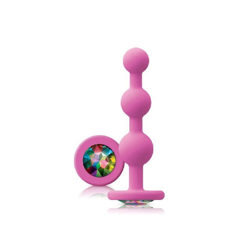 Rechargeable anal pulse rings-Glams - Ripple Rainbow Gem - Pink