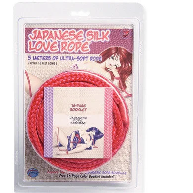 BDSM toy paddle moods-Japanese Silk Love Rope 16 Feet Long - Red