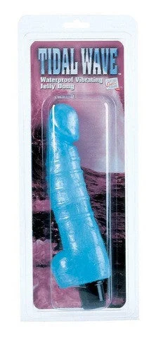 Vibrator twin thrill-Tidal Wave Waterproof Vibrating Jelly Dong 7.5-inch - Blue