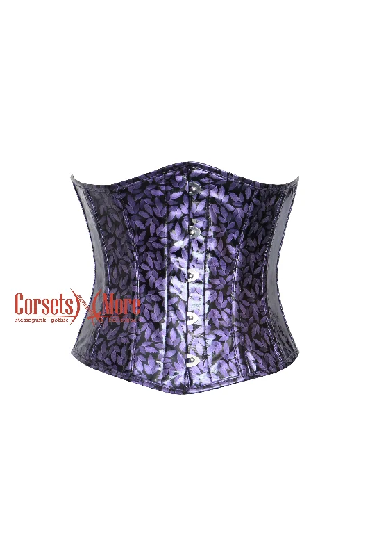 Corset top in muted rose-Lilith Thornwood Purple Leaf Leather Gothic Underbust Plus Size Corset Top