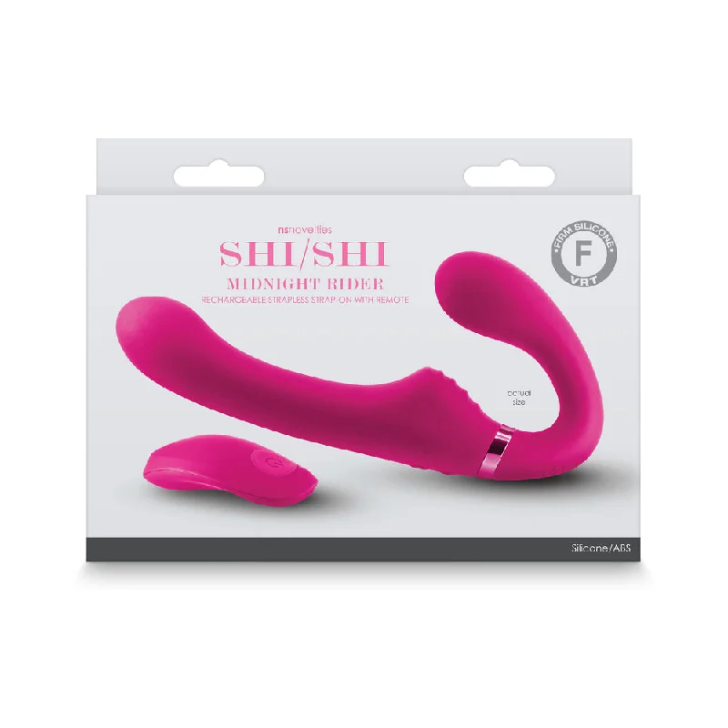 Sex toys for sensual intimacy-ShiShi Midnight Rider Vibrating Strapless Strap-On Pink