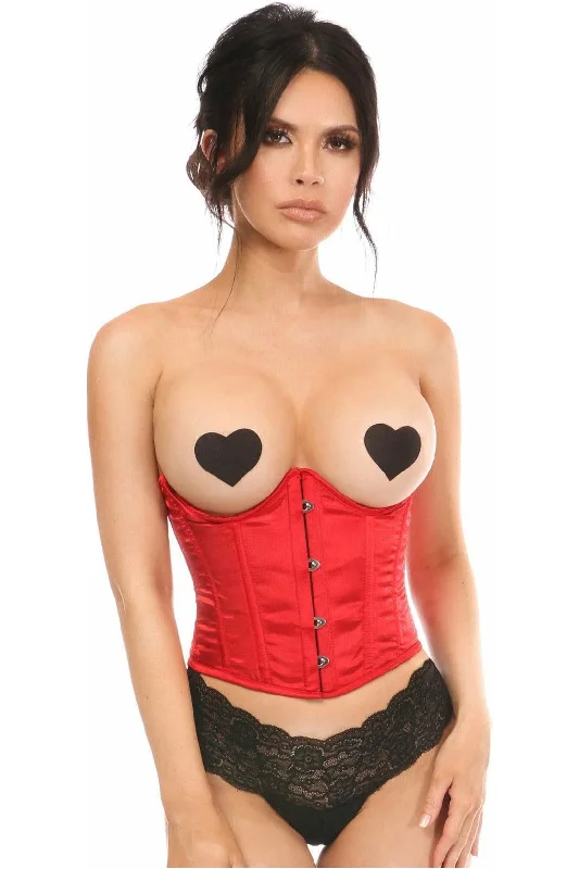 Corset in slate gray-Lavish Red Satin Open Bust Underwire Short Underbust Corset