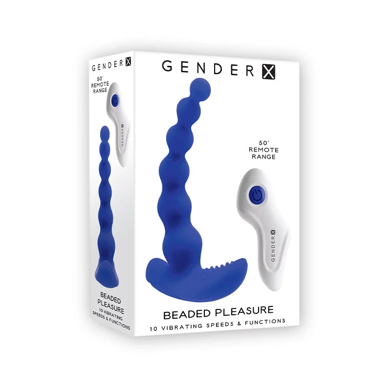 Vibrator vibe tweak-Gender X Beaded Pleasure Rechargeable Remote-Controlled Vibrating Silicone Probe Vibrator Blue