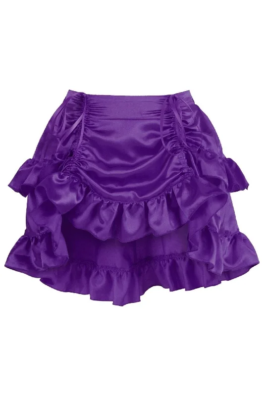 Rechargeable G-spot wave rings-Plum Satin Ruched Bustle Skirt