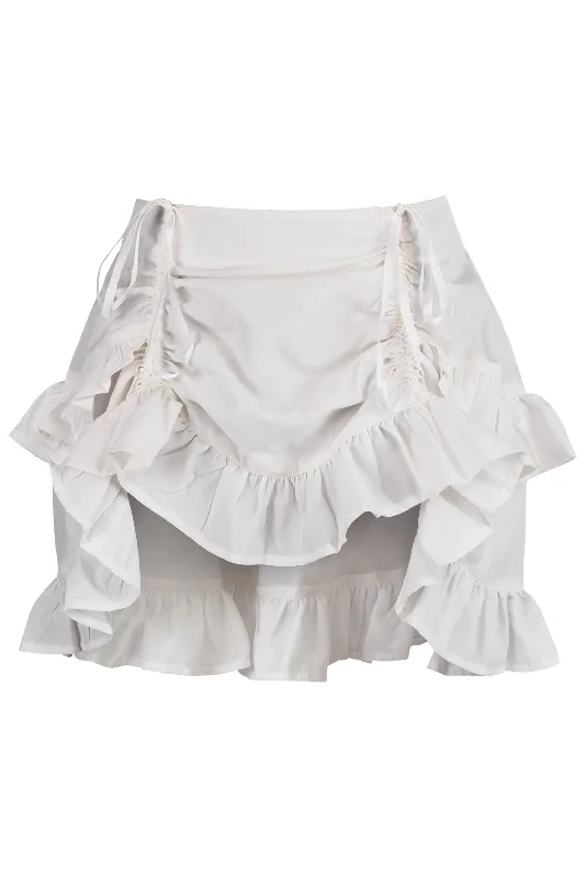 Sex toys for quiet delight-White Crepe Ruched Bustle Skirt