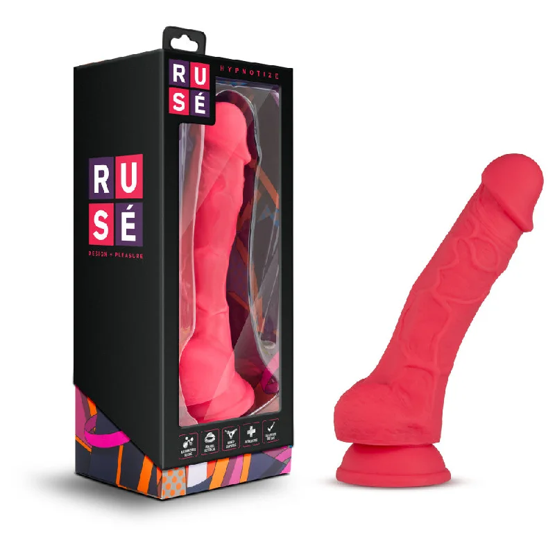 thick-flesh-dildo-Ruse By Blush® | Hypnotize Realistic G-Spot Cerise 7.5-Inch Long Dildo With Balls & Suction Cup Base