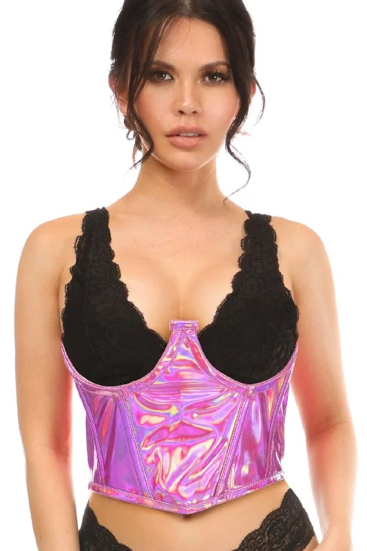 Premium G-spot beads-Hologram Open Cup Underwire Waist Cincher