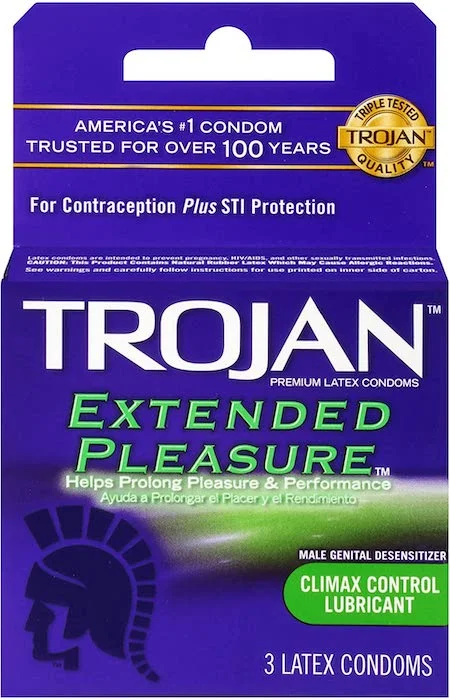 Rechargeable G-spot pulse beads-Trojan ''Extended Pleasure'' Condoms -3Pk