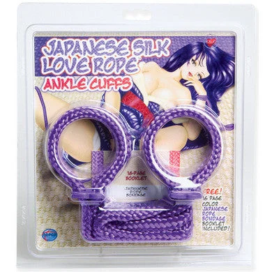 BDSM toy cuff moods-Japanese Silk Love Rope Ankle Cuffs - Purple