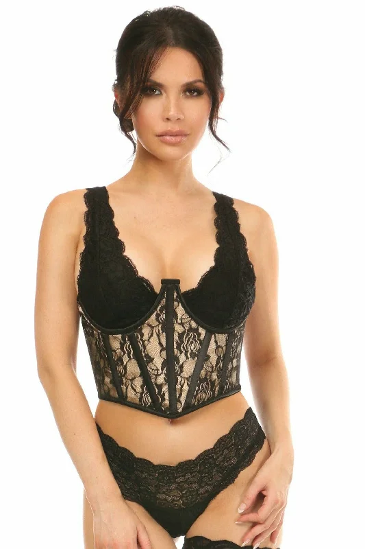 Silent pulse dildos-Lavish Tan w/Black Lace Overlay Open Cup Waist Cincher