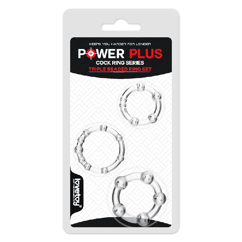 cock ring fuzzy-Lovetoy Power Plus Triple Beaded Cock Ring Set 3pk