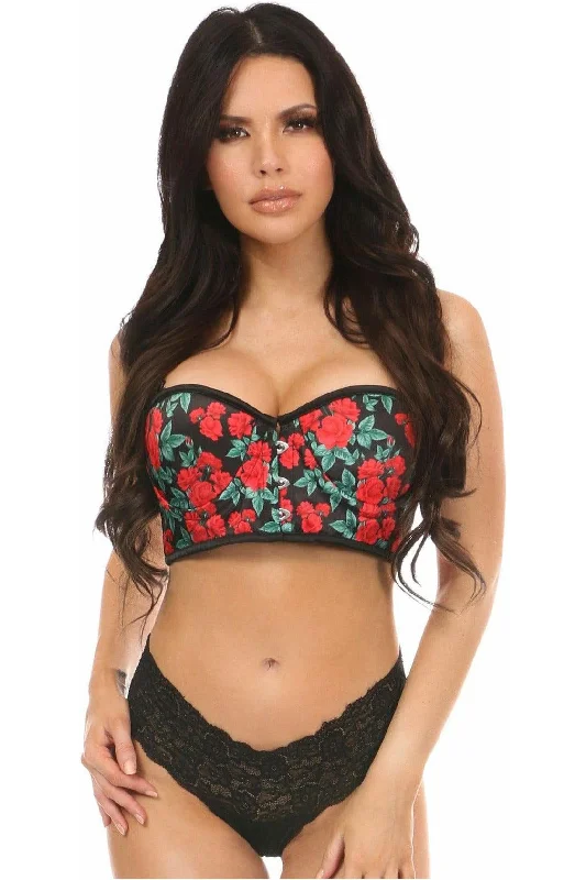 Rechargeable G-spot air beads-Lavish Red Roses Underwire Short Bustier