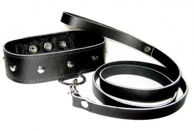 BDSM toy chain vibes-Leather Leash and Collar Set