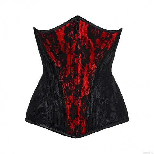 Corset with reinforced boning-Berneice Waist Trainer Net Overlay Corset