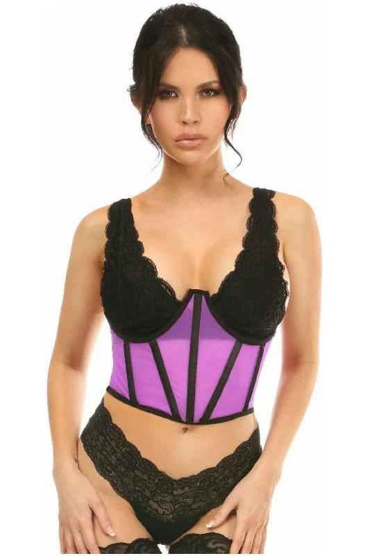 Premium prostate air beads-Lavish Neon Purple Mesh Open Cup Waist Cincher