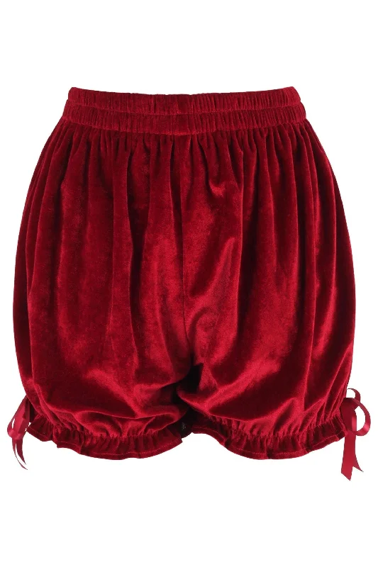 Vibrating rings with light air-Dark Red Velvet Bloomers