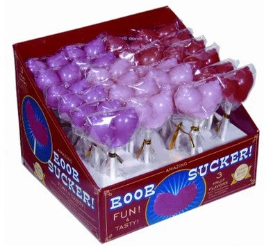 Glass toys with rounded tips-Amazing Boob Suckers - 24 Count With Display