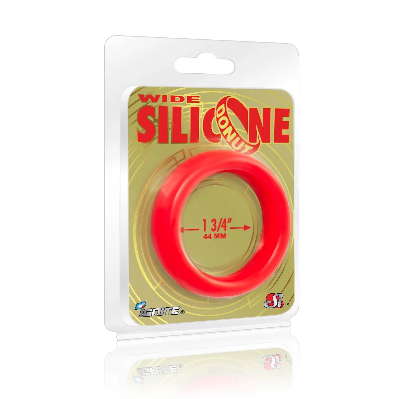 cock ring flow-Si-95140 COCK RING - WIDE SILICONE DONUT - RED (1.75 in/44mm)