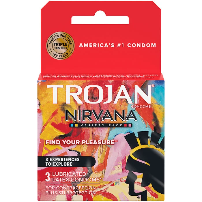 Vibrating rings with fine pulses-Trojan ''Nirvana'' Condoms -3Pk