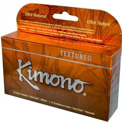 Rechargeable wave pulse dildos-Kimono Sensation Textured Condoms - 12 Pack