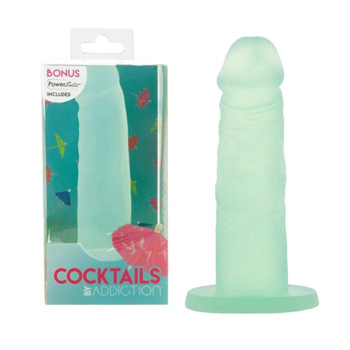 taupe-dildo-Addiction Cocktails Vibrating Silicone Dildo 5.5in