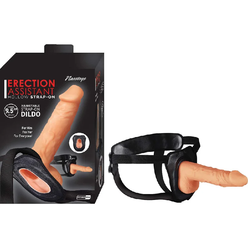 Sex toys with soft texture-Erection Assistant Hollow Strap-On 9.5 in. White