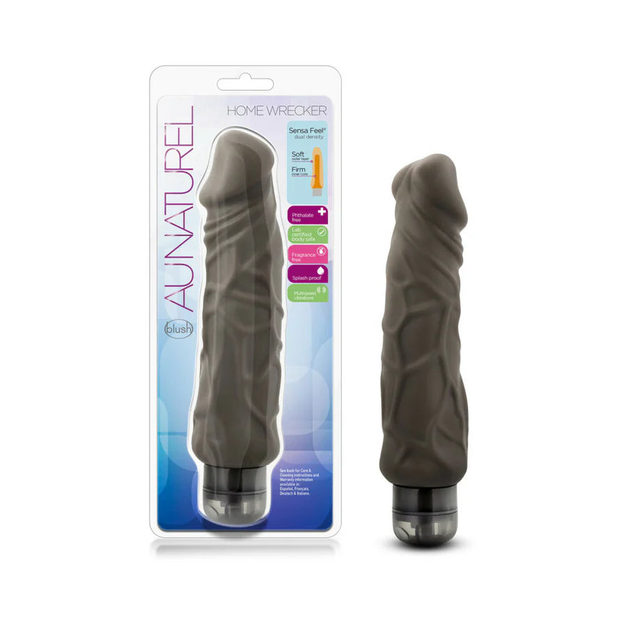 half-rigid-dildo-Au Naturel Home Wrecker 9.5” Dual-Density Vibrating Dildo