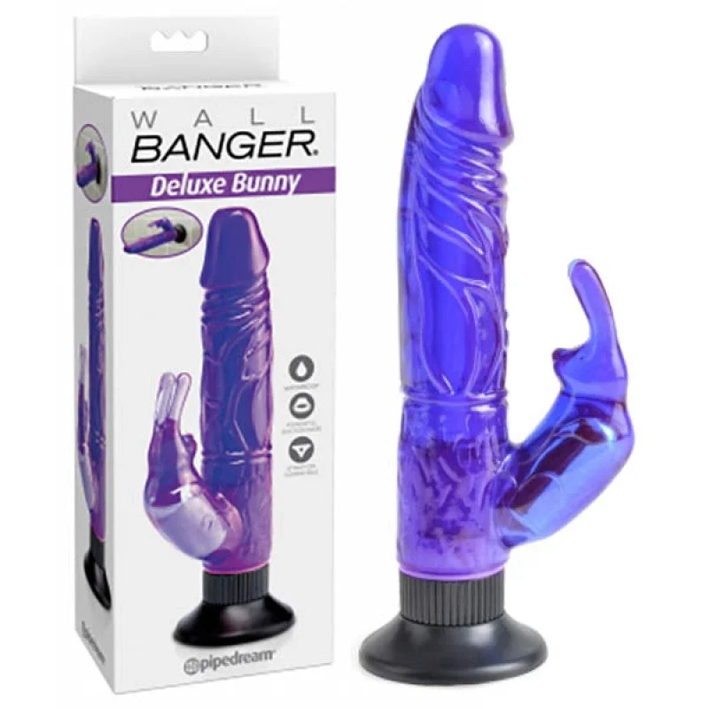 Vibrator sync beats-Pipedream Wall Bangers Deluxe Waterproof Bunny Rabbit Vibrator with Suction Cup Purple