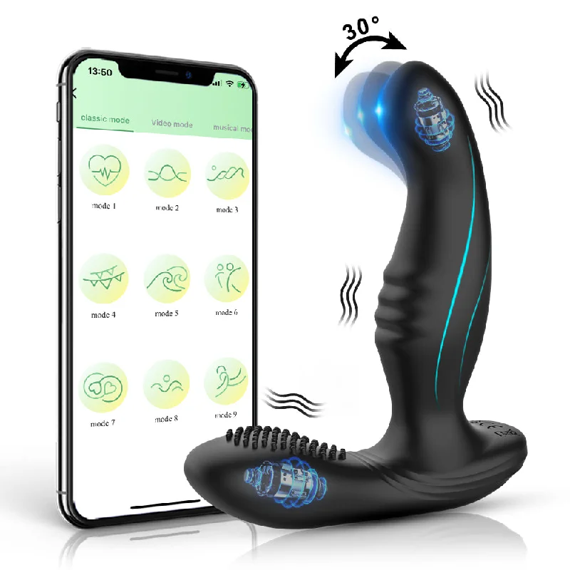 BDSM toy cuff portabilities-Murderer-Finger-like Wiggle Dual Vibrating Prostate Massager Anal Butt Plug Vibrator