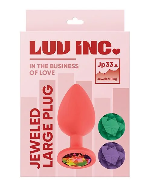 BDSM toy harness durabilities-Luv Inc. Large Jeweled Silicone Plug