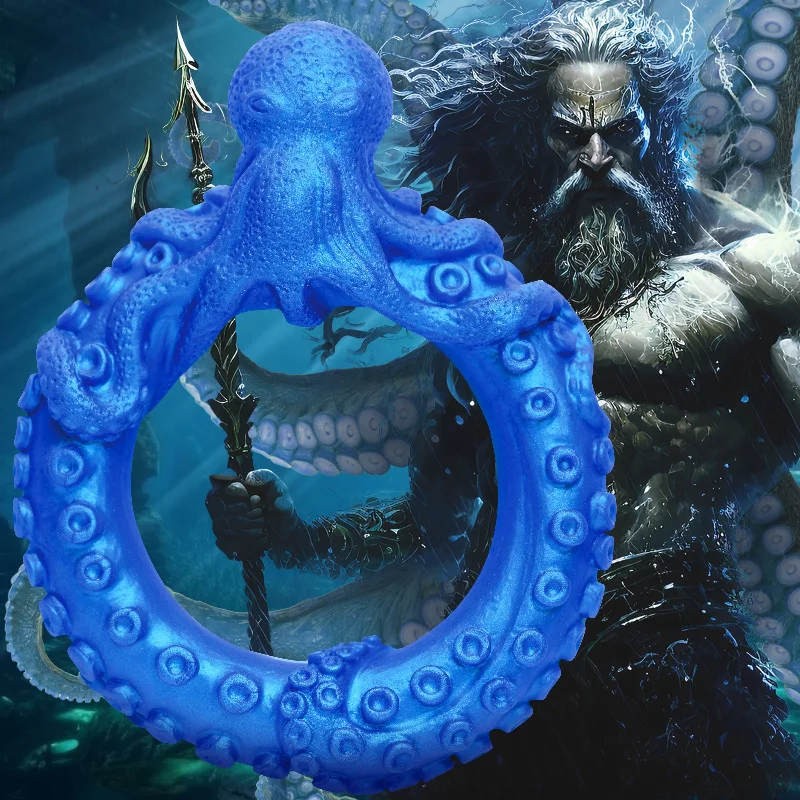 cock ring overflow-Creature Cocks Poseidons Octo Ring Blu