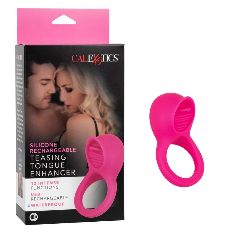 cock ring fade-Silicone Teasing Tongue Enhancer Vibrating Cock Ring by Cal Exotics