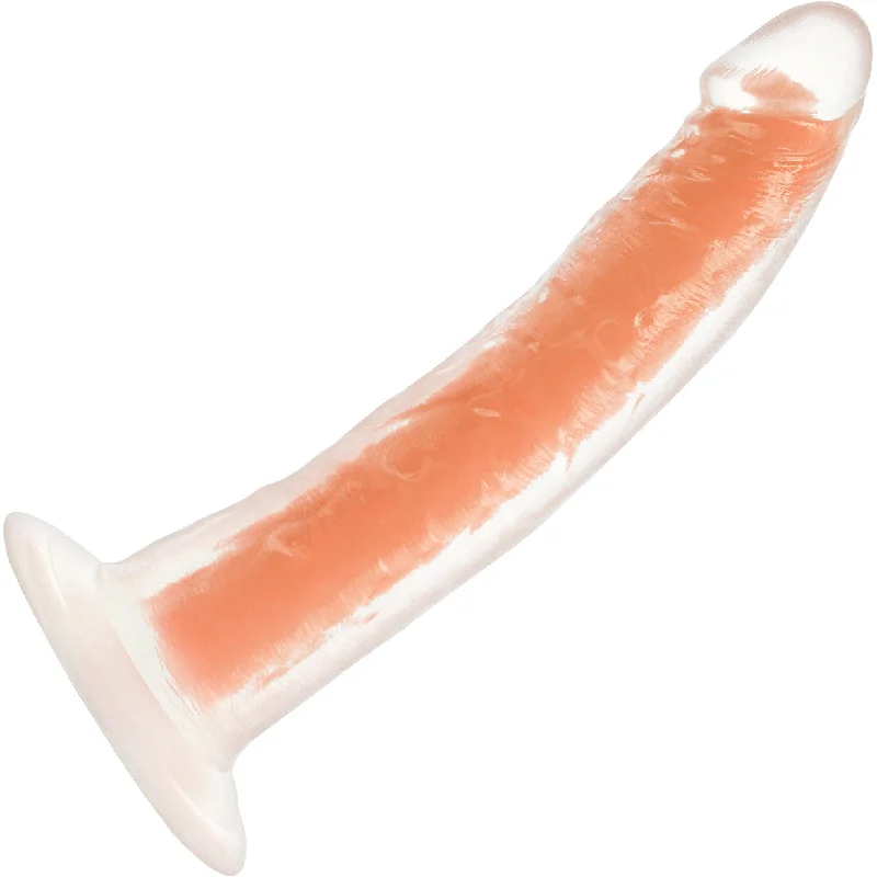 grand-dildo-Neo Elite Lavo Glow In The Dark 7.5" Dual Density Realistic Silicone Dildo by Blush - Neon Orange