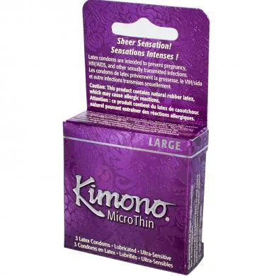 Silicone clit wave rings-Kimono Microthin Large Condoms - 3 Pack