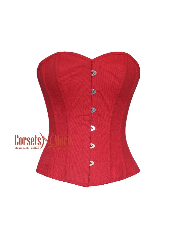 Corset top in light rose-Red Cotton Corset Gothic Costume Overbust Bustier Top