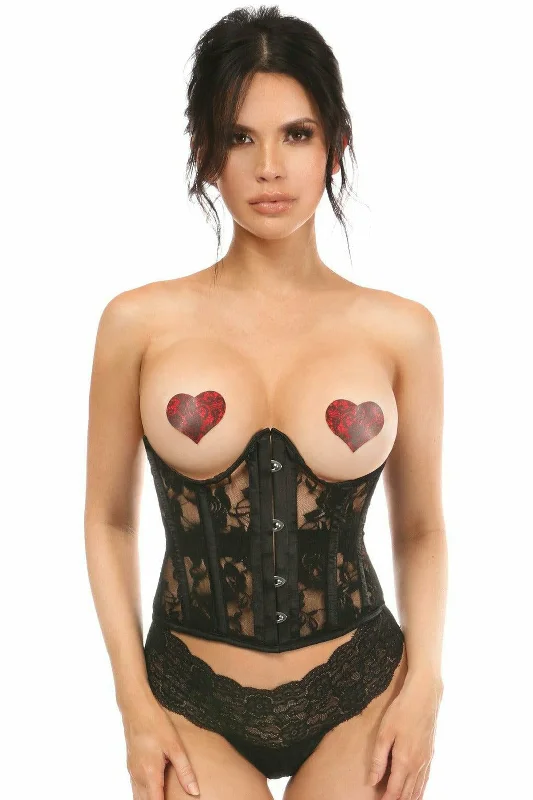 Sex toys with gentle motors-Lavish Sheer Black Lace Open Bust Underwire Short Underbust Corset