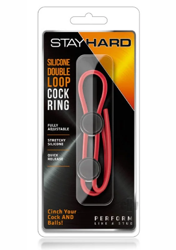 cock ring vivid-Stay Hard Silicone Dbl Loop Cockring Red