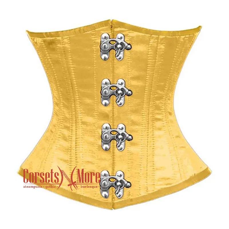 Corset for graceful allure-Yellow Satin Double Boned Underbust Gothic Corset