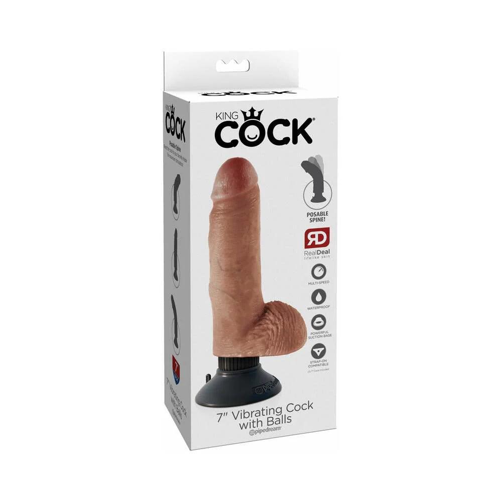 eternal-dildo-Pipedream King Cock 7 in. Vibrating Cock With Balls Poseable Suction Cup Dildo