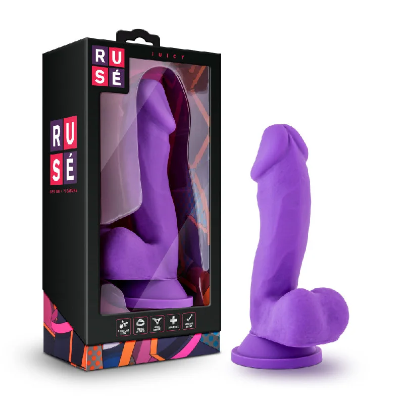 sway-dildo-Ruse By Blush® | Juicy Realistic G-Spot Purple 7-Inch Long Dildo With Balls & Suction Cup Base