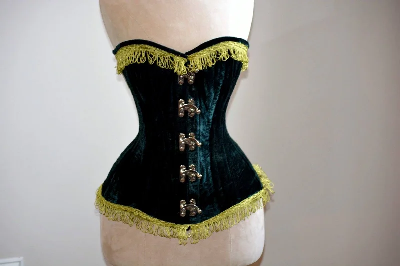 Corset for retro elegance-Green velvet exclusive corset from Western Collection, steampunk, burlesque, circus cosplay, authentic waisttraining, gift, pirate