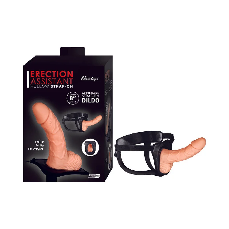 Rechargeable pulse air clit toys-Erection Assistant Hollow Strap-On 8 in. White