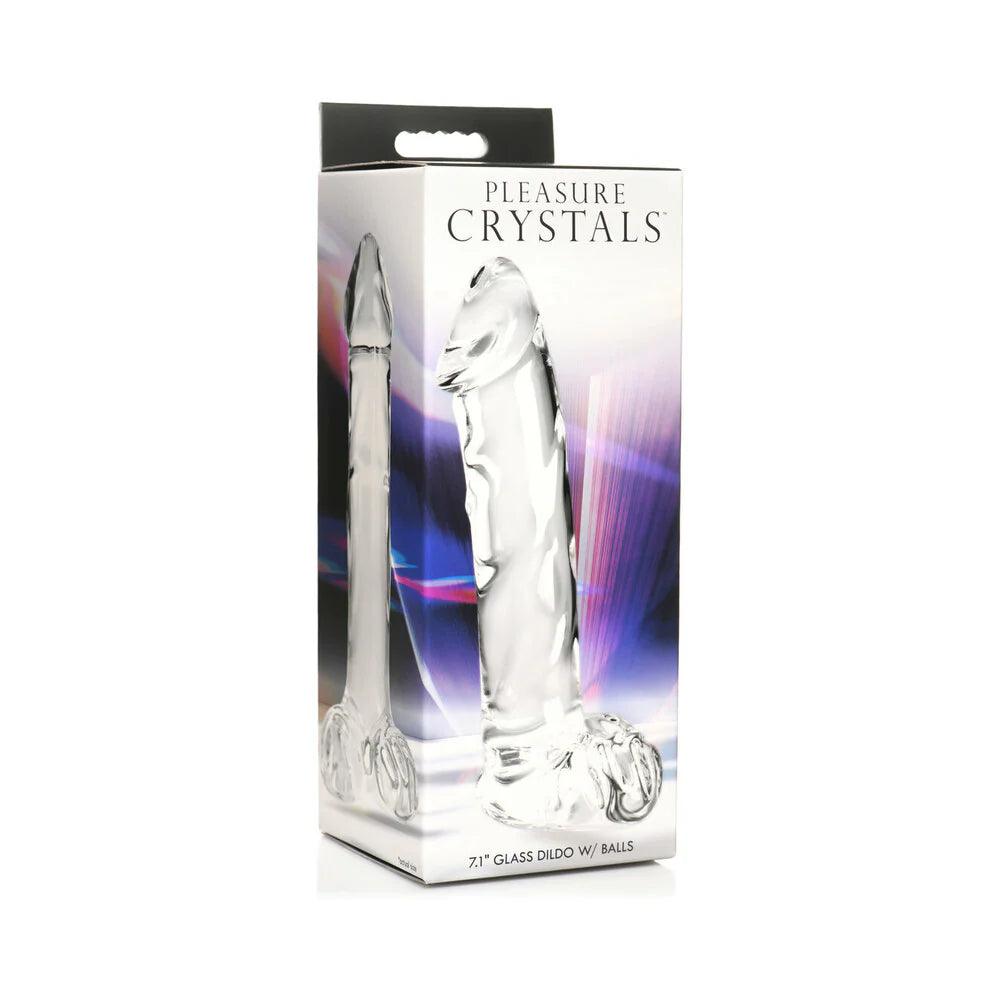 slate-dildo-Pleasure Crystals 7.1 in. Glass Dildo with Balls