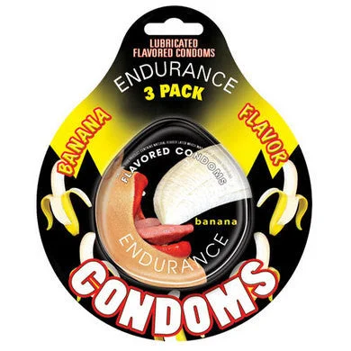 Premium clit pulse beads-Endurance Banana Flavored Condoms - 3 Pack