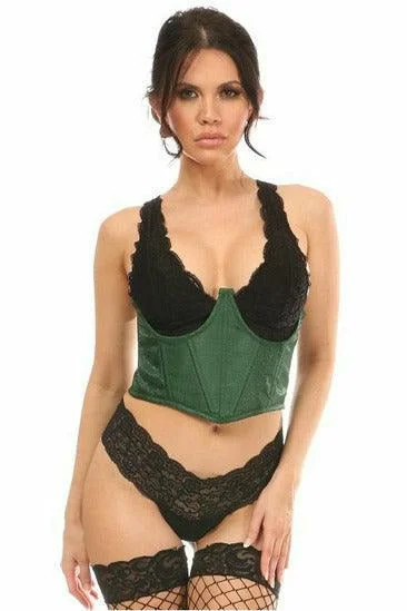 Sex toys for quiet pleasure-Lavish Dark Green Brocade Open Cup Waist Cincher